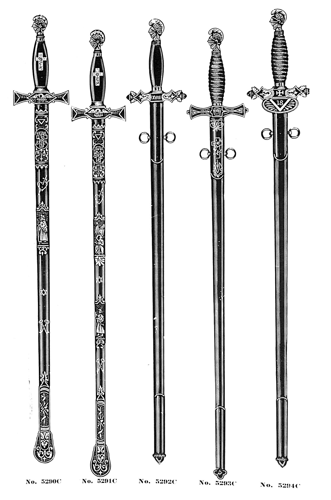 Rose Croix Swords no. 5290C-5294C