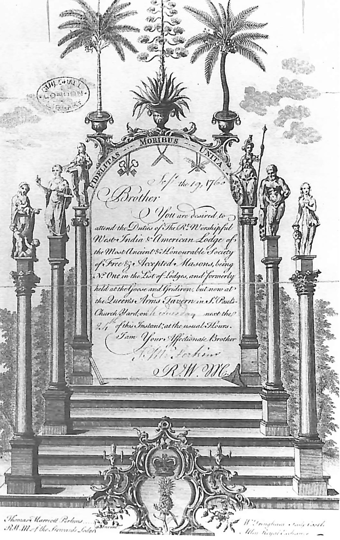 A summons to attend a Lodge, 1760