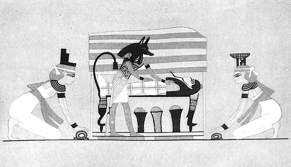 Anubis Ministering to Osiris On His Bier